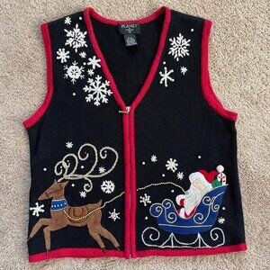 Vintage Planet & Company Christmas Sweater Vest Women's Size Medium